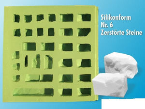 Giessform Silikonform Zerstörte Ruinensteine Krippenbau Set 6