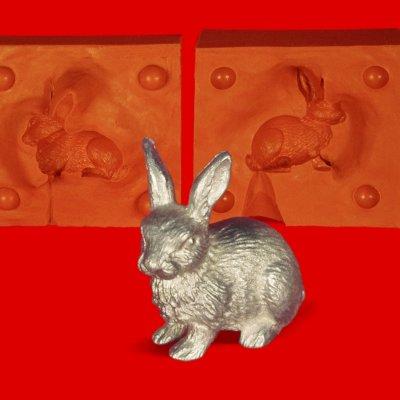 Moule en étain lapin lapin aux longues oreilles - moule en silicone résistant à la chaleur - nécessite 80g d'étain pur